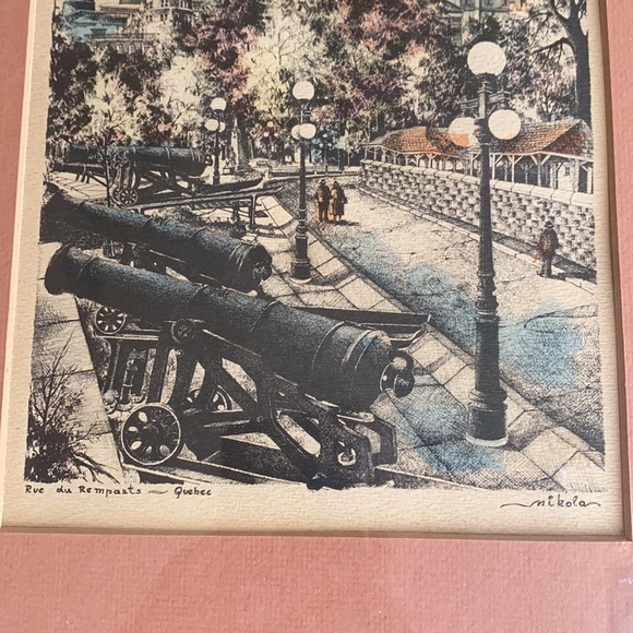 Vintage 1960s Serigraph Print, Quebec Rue Du Ramparts by Artist Nikola - Picture 3 of 5